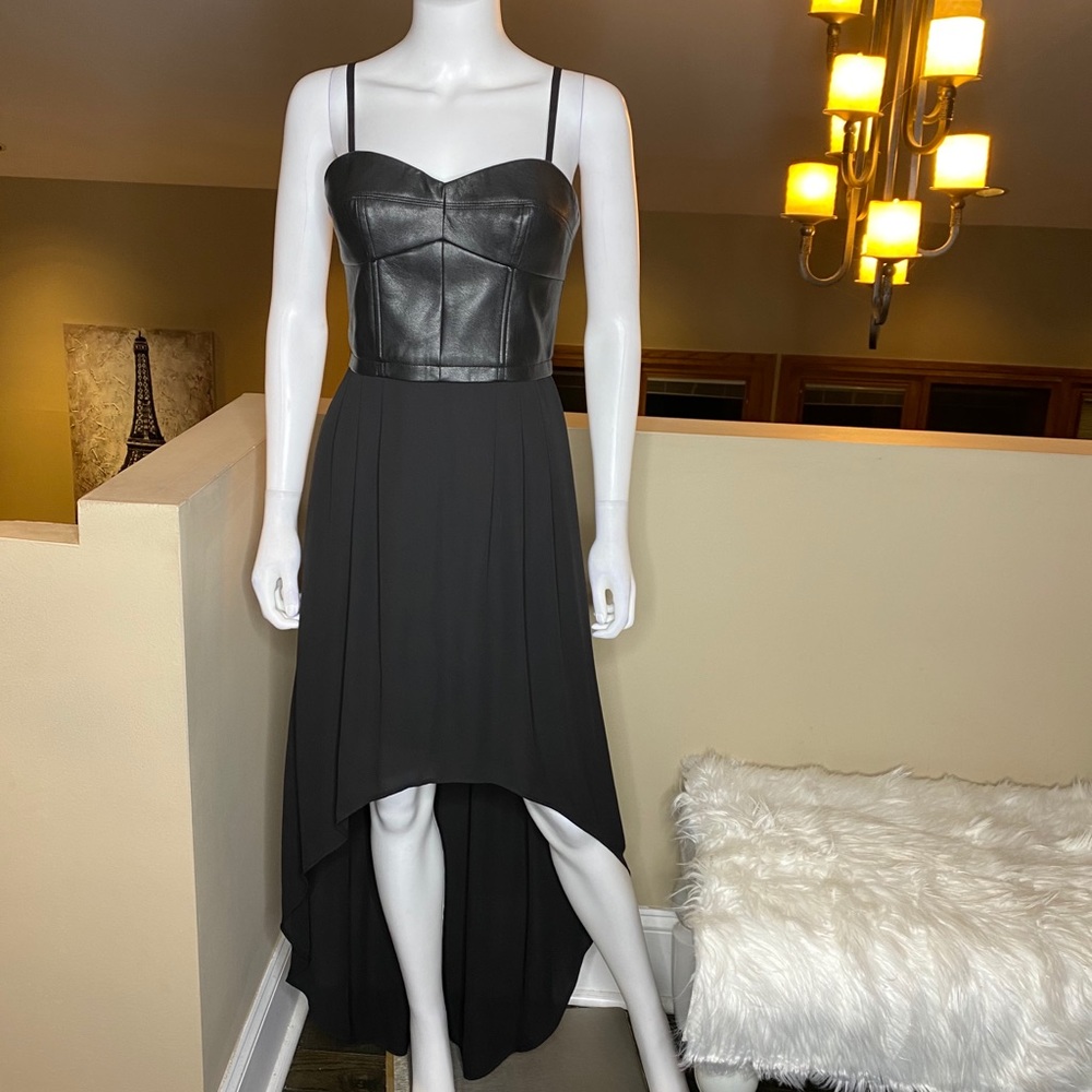 BCBGMAXAZRIA Leandra Leather Black Dress - Picture 2 of 16